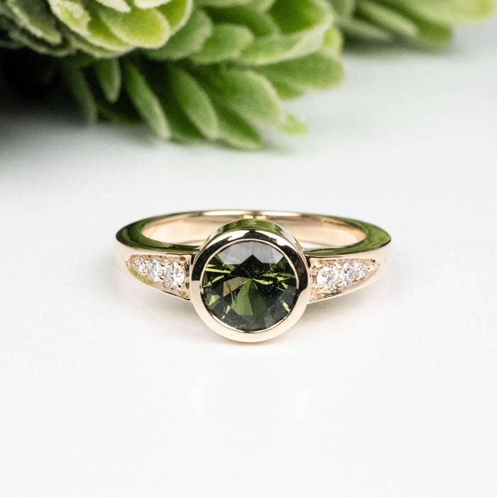 Moldavite + Diamond Women's Ring 20th Anniversary Limited Edition 14K Gold