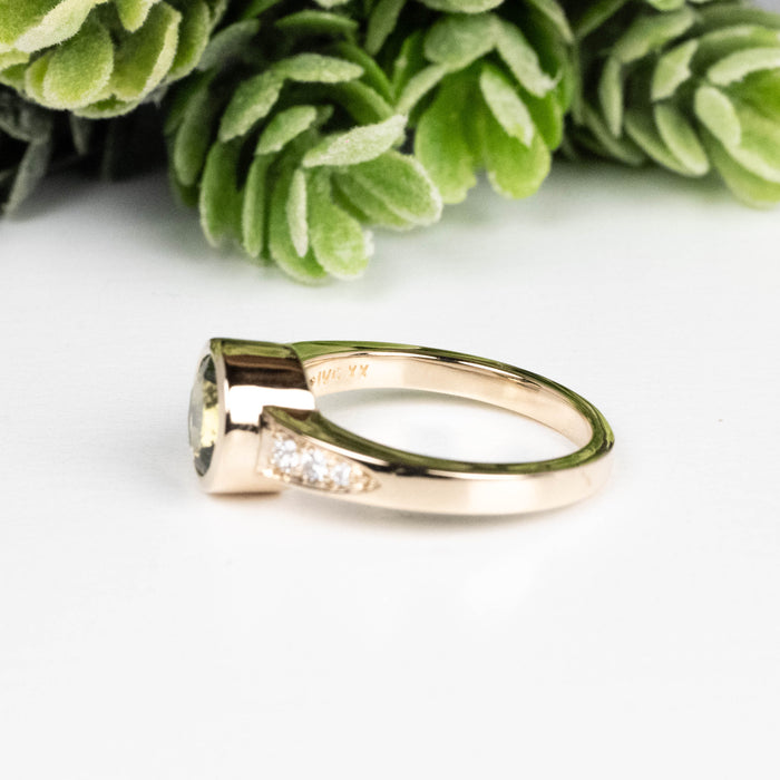 Moldavite + Diamond Women's Ring 20th Anniversary Limited Edition 14K Gold
