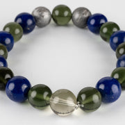 Moldavite + Lapis Lazuli + Aletai Meteorite + LDG Bead 10mm Bracelet 7.5" - InnerVision Crystals