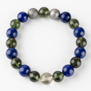 Moldavite + Lapis Lazuli + Aletai Meteorite + LDG Bead 10mm Bracelet 7.5" - InnerVision Crystals