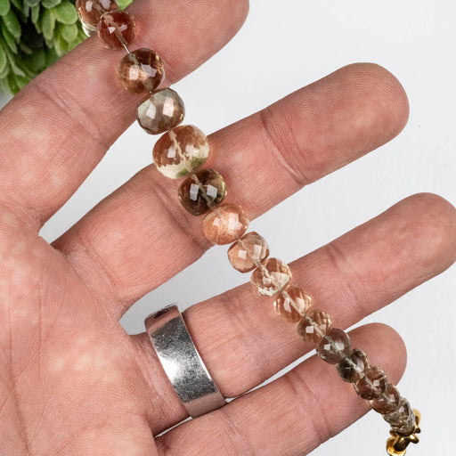 AAA Oregon Sunstone Bracelet 9" Adjustable .925 Silver + 18K Gold - InnerVision Crystals