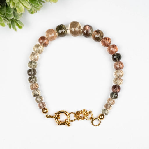 AAA Oregon Sunstone Bracelet 9" Adjustable .925 Silver + 18K Gold - InnerVision Crystals