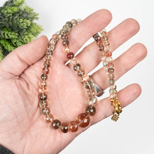 AAA Oregon Sunstone Necklace 21" Adjustable .925 Silver + 18K Gold - InnerVision Crystals