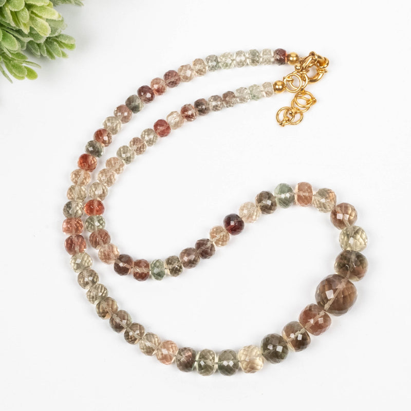 AAA Oregon Sunstone Necklace 21" Adjustable .925 Silver + 18K Gold - InnerVision Crystals