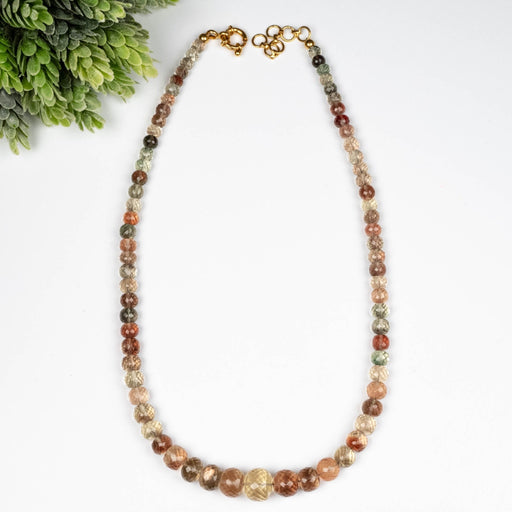 AAA Oregon Sunstone Necklace 21" Adjustable .925 Silver + 18K Gold - InnerVision Crystals