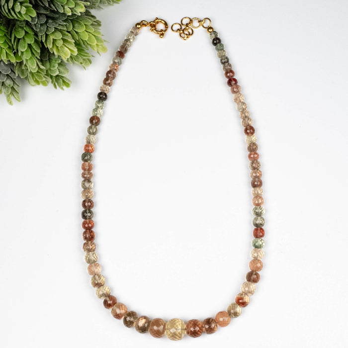 AAA Oregon Sunstone Necklace 21" Adjustable .925 Silver + 18K Gold - InnerVision Crystals