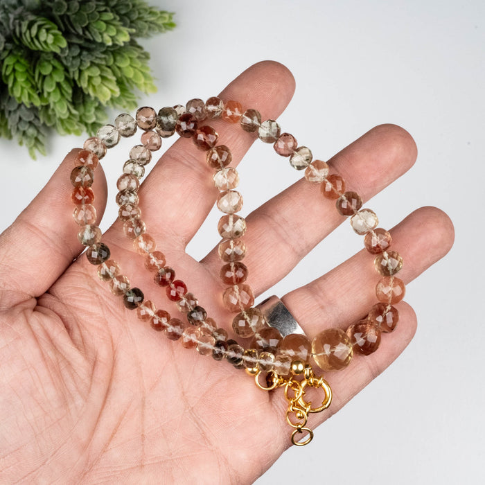 AAA Oregon Sunstone Necklace 21" Adjustable .925 Silver + 18K Gold - InnerVision Crystals