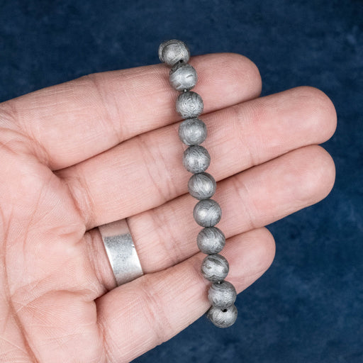 Aletai Meteorite 8mm Bead Bracelet 6.5" .925 Silver - InnerVision Crystals
