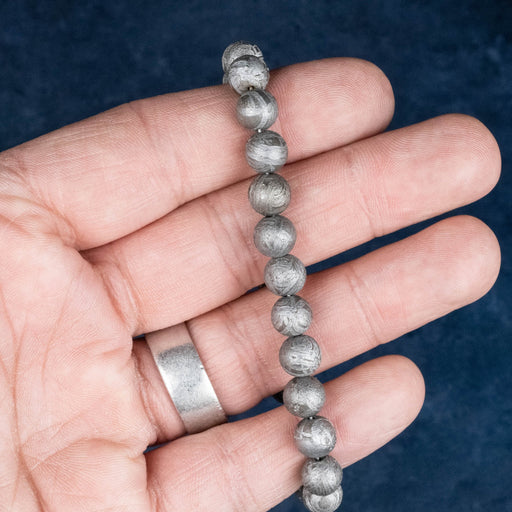Aletai Meteorite 8mm Bead Bracelet 7" .925 Silver - InnerVision Crystals