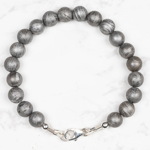 Aletai Meteorite 8mm Bead Bracelet 7" .925 Silver - InnerVision Crystals