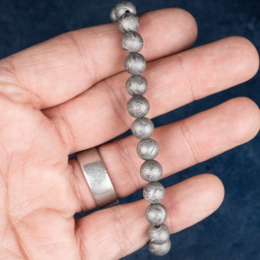 Aletai Meteorite 8mm Bead Bracelet 7.5" .925 Silver - InnerVision Crystals