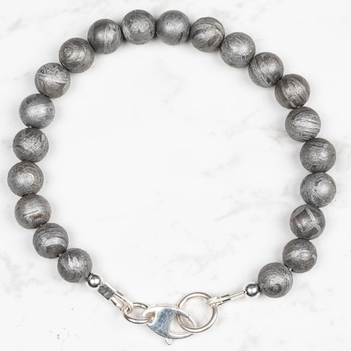 Aletai Meteorite 8mm Bead Bracelet 7.5" .925 Silver - InnerVision Crystals