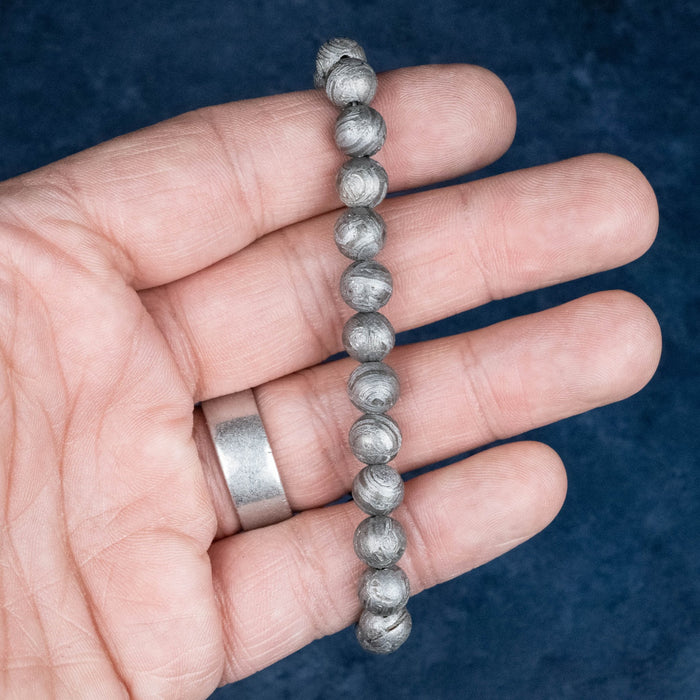 Aletai Meteorite 8mm Bead Bracelet 7.5" .925 Silver - InnerVision Crystals