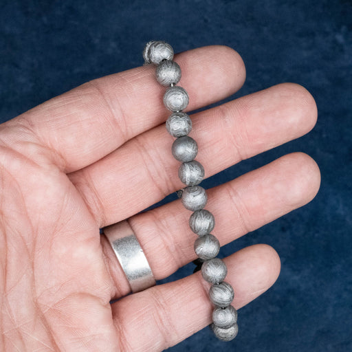 Aletai Meteorite 8mm Bead Bracelet 8" .925 Silver - InnerVision Crystals