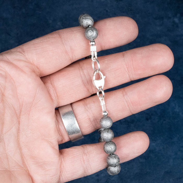 Aletai Meteorite 8mm Bead Bracelet 8" .925 Silver - InnerVision Crystals