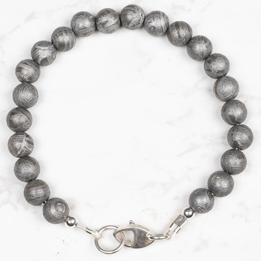 Aletai Meteorite 8mm Bead Bracelet 8" .925 Silver - InnerVision Crystals