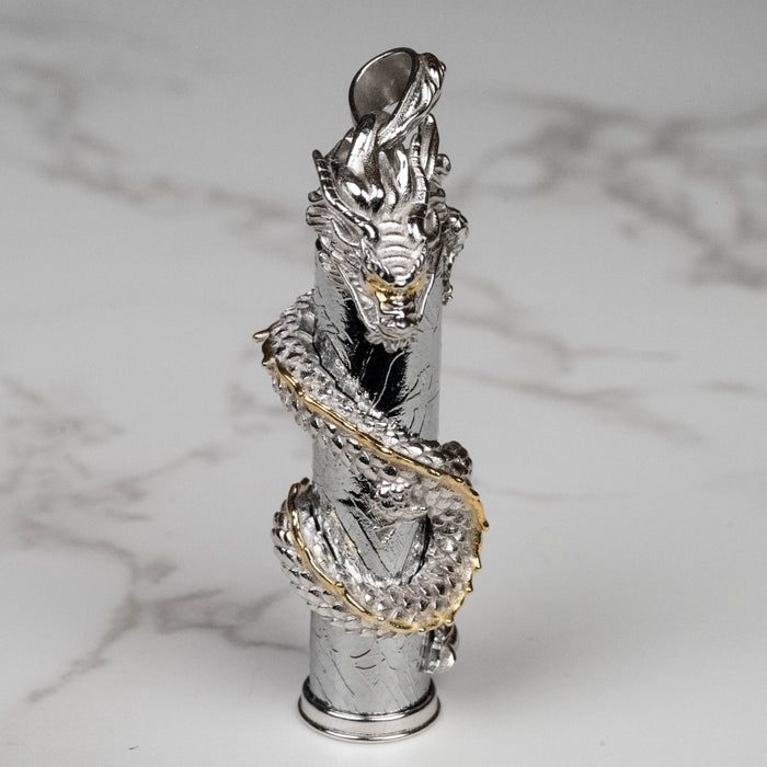 Aletai Meteorite Dragon Pendant .925 Sterling Silver 46x8mm - InnerVision Crystals