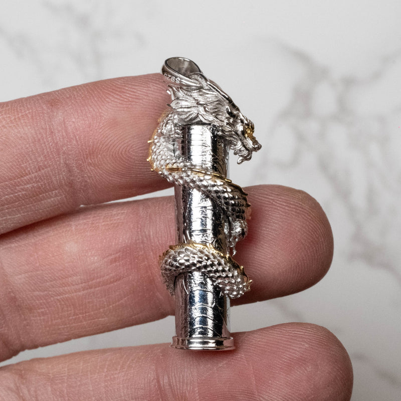 Aletai Meteorite Dragon Pendant .925 Sterling Silver 46x8mm - InnerVision Crystals