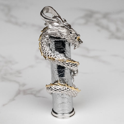 Aletai Meteorite Dragon Pendant .925 Sterling Silver 46x8mm - InnerVision Crystals
