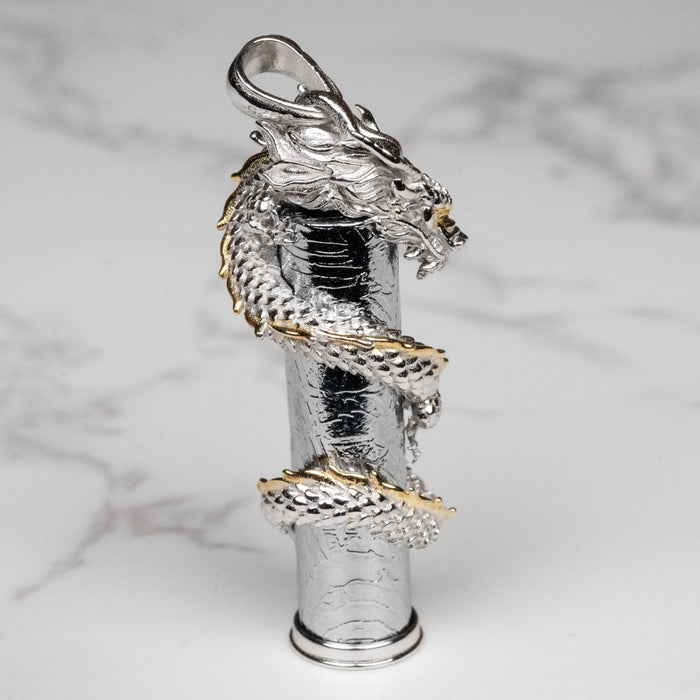 Aletai Meteorite Dragon Pendant .925 Sterling Silver 46x8mm - InnerVision Crystals