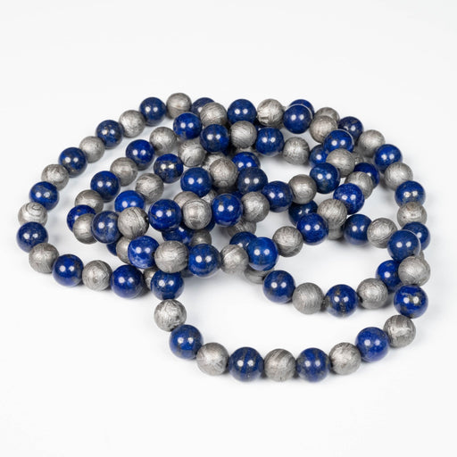 Aletai Meteorite + Lapis Lazuli 8mm Bead Bracelet 7" - InnerVision Crystals