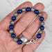 Aletai Meteorite + Lapis Lazuli 8mm Bead Bracelet 7" .925 Silver - InnerVision Crystals