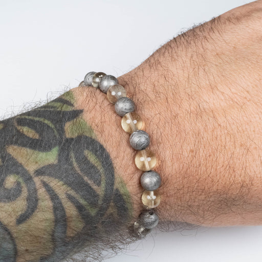 Aletai Meteorite + Libyan Desert Glass Bead Bracelet - InnerVision Crystals