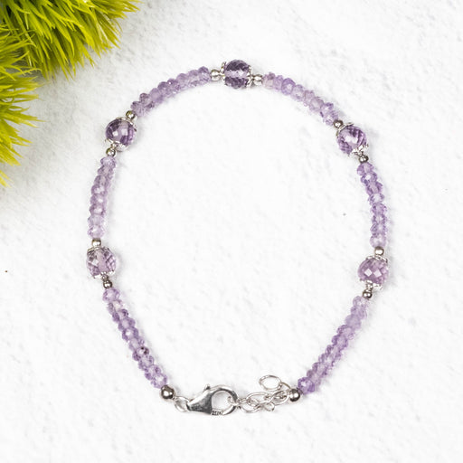 Amethyst Faceted Bracelet 8" adjustable .925 Silver - InnerVision Crystals
