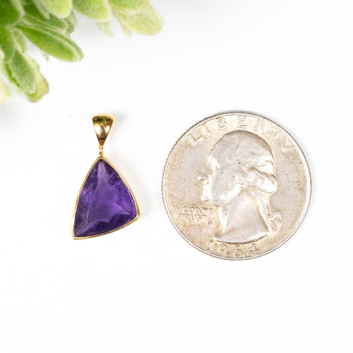 Amethyst Pendant 1.90 g 19x11mm .925 Silver + 18k Gold - InnerVision Crystals