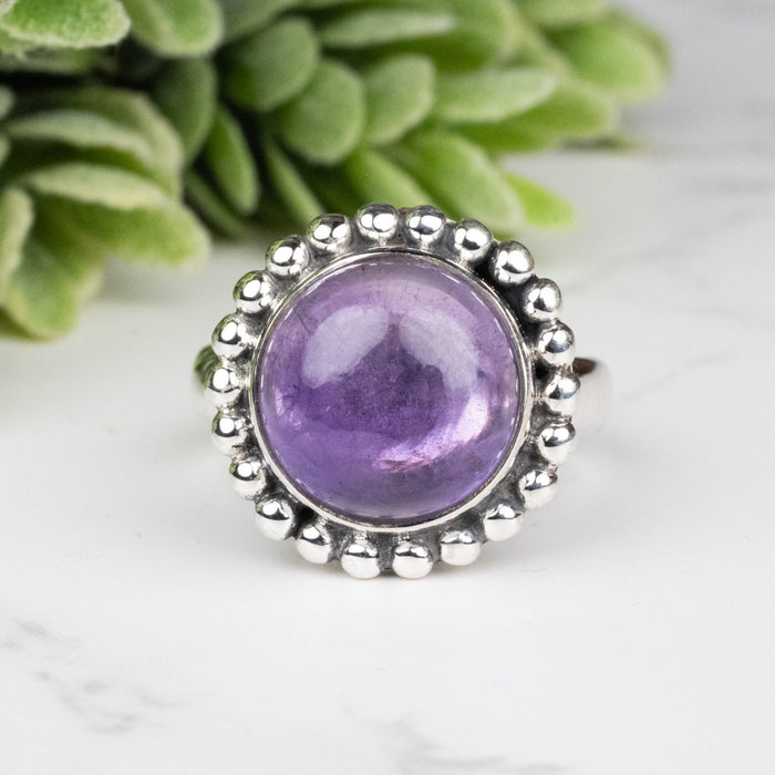 Amethyst Ring 10mm Size 6 - InnerVision Crystals
