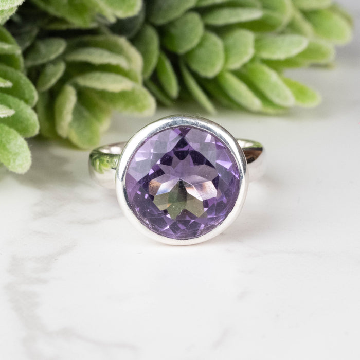 Amethyst Ring 10mm Size 6 - InnerVision Crystals
