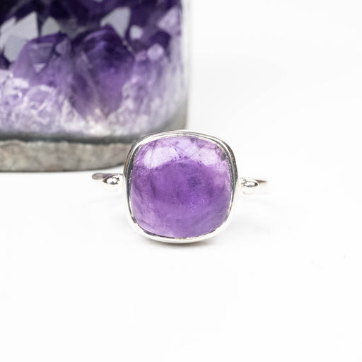 Amethyst Ring 10mm Size 6 .925 Silver - InnerVision Crystals