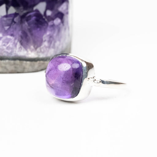 Amethyst Ring 10mm Size 6 .925 Silver - InnerVision Crystals