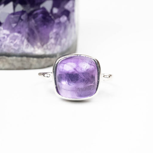 Amethyst Ring 10mm Size 6 .925 Silver - InnerVision Crystals