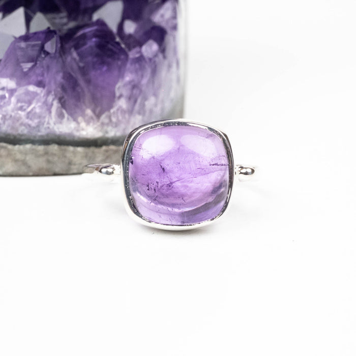 Amethyst Ring 10mm Size 6 .925 Silver - InnerVision Crystals