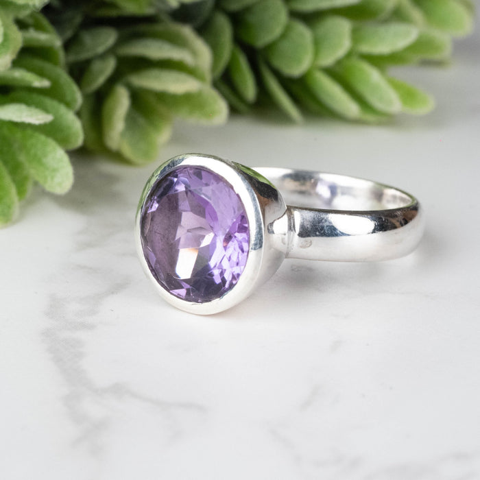 Amethyst Ring 10mm Size 7 - InnerVision Crystals