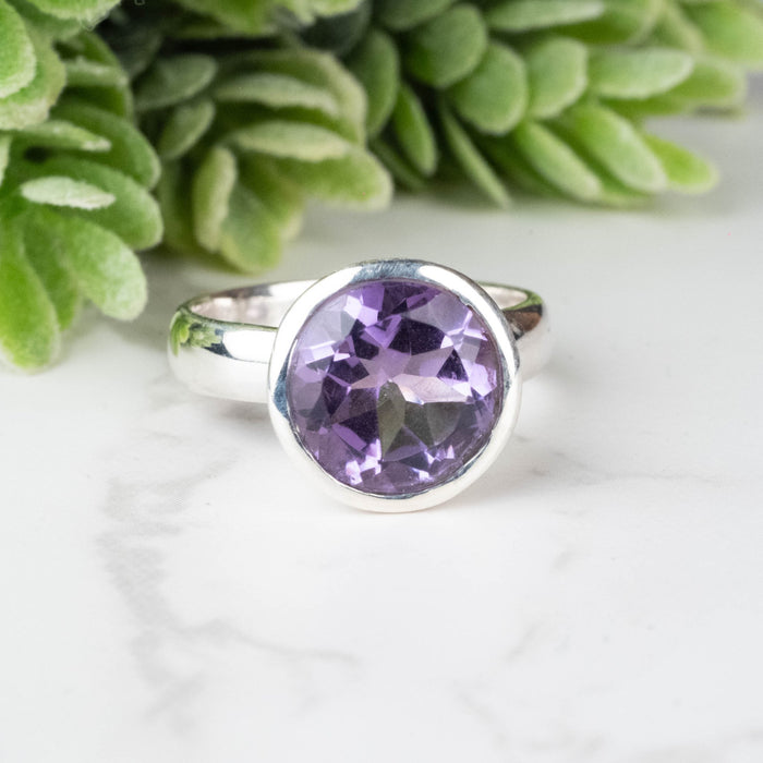 Amethyst Ring 10mm Size 7 - InnerVision Crystals