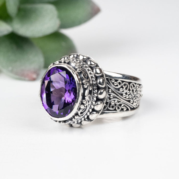Amethyst Ring 11x9mm Size 8 .925 Silver - InnerVision Crystals
