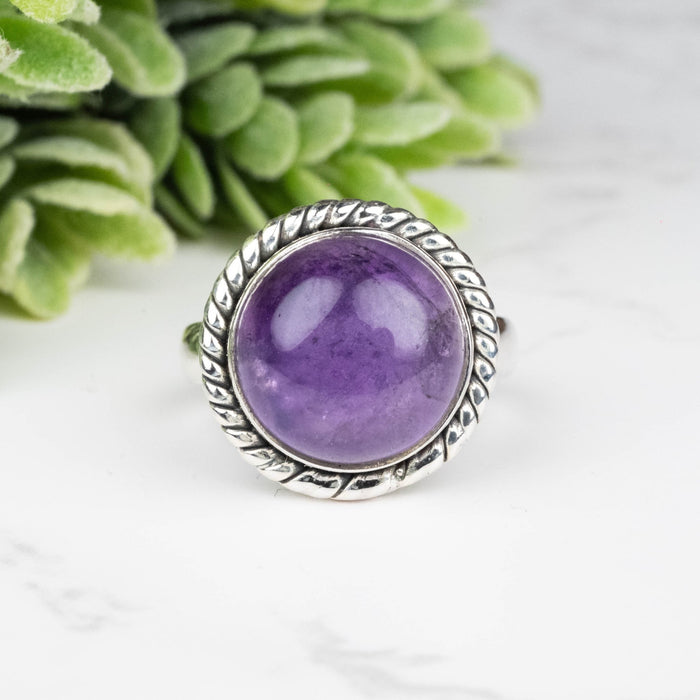 Amethyst Ring 12mm Size 6 - InnerVision Crystals