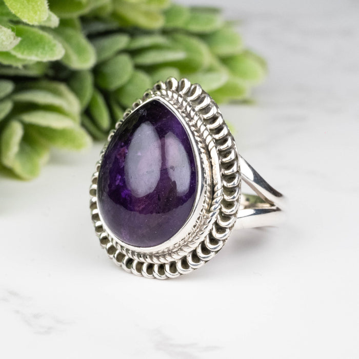 Amethyst Ring 15x12mm Size 6.5 - InnerVision Crystals