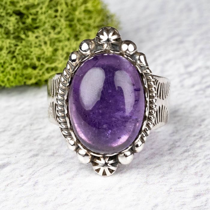 Amethyst Ring 16x12mm Size 10 .925 Silver - InnerVision Crystals