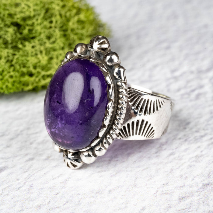 Amethyst Ring 16x12mm Size 10 .925 Silver - InnerVision Crystals