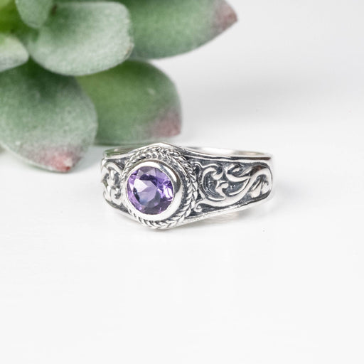 Amethyst Ring 5.5mm Size 7 .925 Silver - InnerVision Crystals