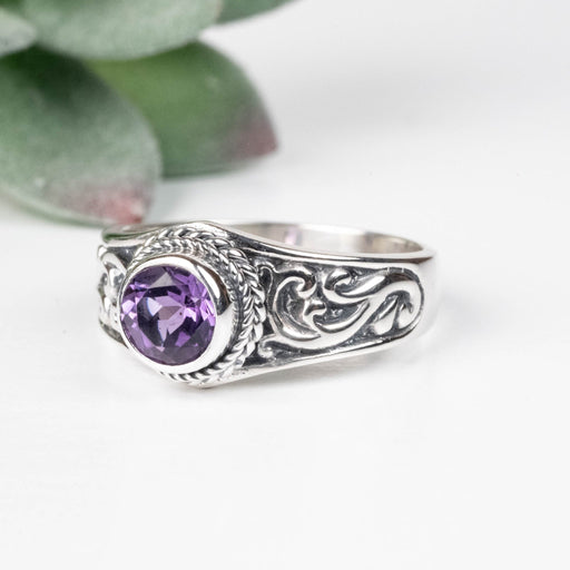 Amethyst Ring 5.5mm Size 8 .925 Silver - InnerVision Crystals