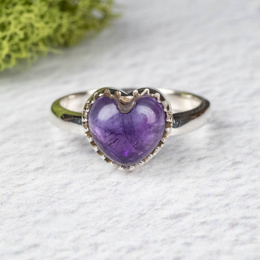 Amethyst Ring 8mm Size 5 .925 Silver - InnerVision Crystals