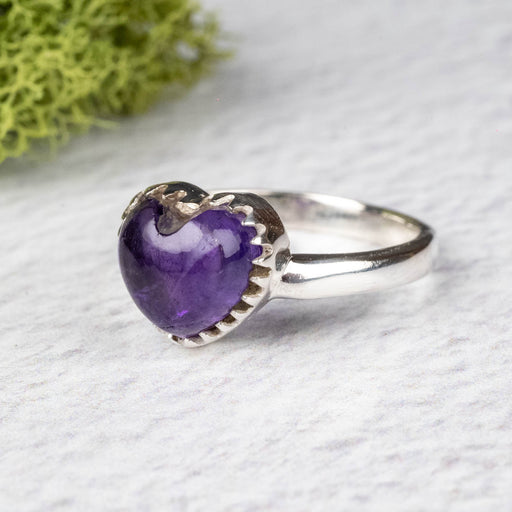 Amethyst Ring 8mm Size 5 .925 Silver - InnerVision Crystals