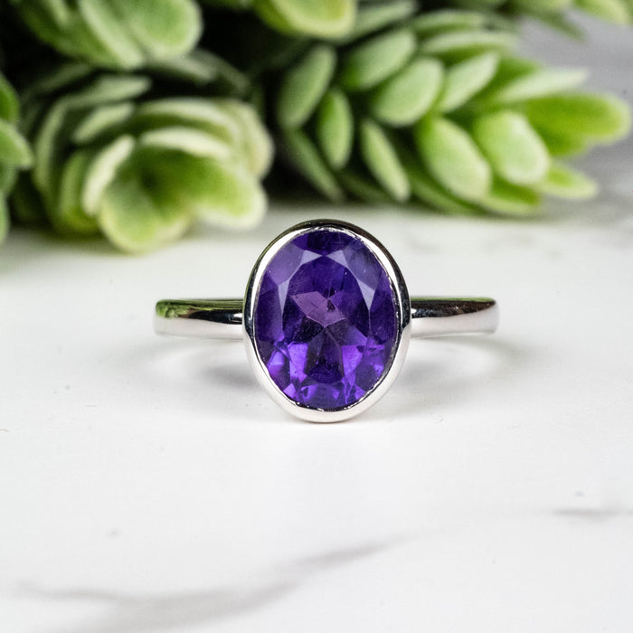 Amethyst Ring 9x7mm Size 6 - InnerVision Crystals