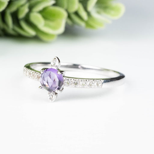 Amethyst + White Topaz Ring 4.5mm Size 10 - InnerVision Crystals