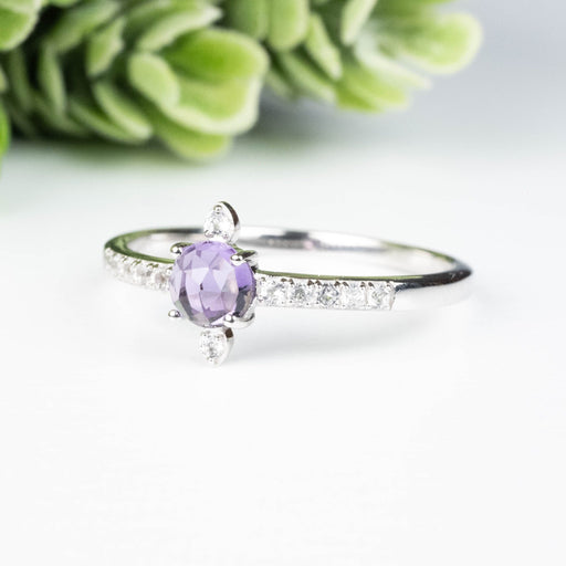 Amethyst + White Topaz Ring 4.5mm Size 10 - InnerVision Crystals