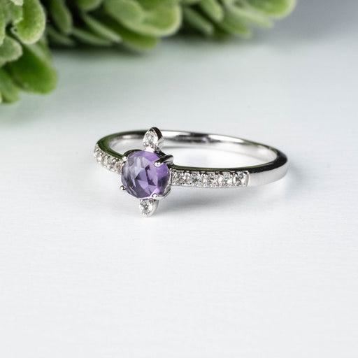 Amethyst + White Topaz Ring 4.5mm Size 8 - InnerVision Crystals